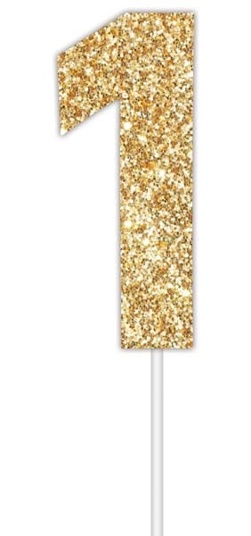 Cake Topper Num Glitter Gold #1