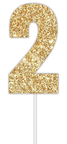 Cake Topper Num Glitter Gold #2