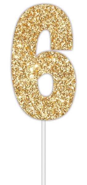 Cake Topper Num Glitter Gold #6