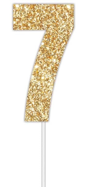 Cake Topper Num Glitter Gold #7