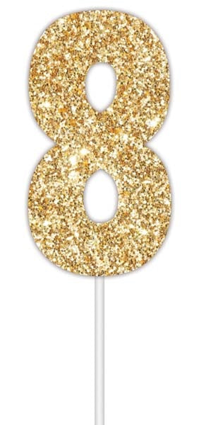 Cake Topper Num Glitter Gold #8