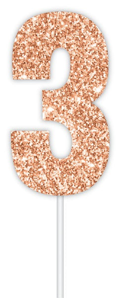 Cake Topper Rose Gold Num #3