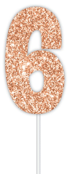 Cake Topper Rose Gold Num #6