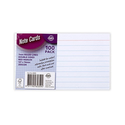 Cards Note Flash Index Ruled Mrgn 100pk