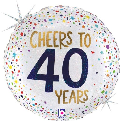 Helium INFLATED Cheers To 40 Years Holographic Round