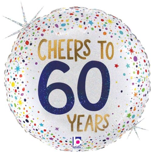 Helium INFLATED Cheers To 60 Years Holographic Round