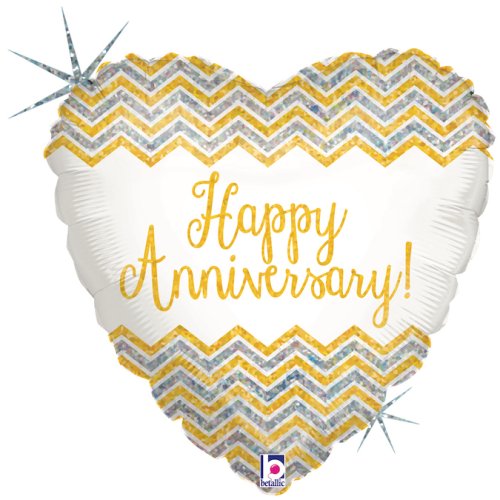 Helium INFLATED Chevron Anniversary Holographic Round
