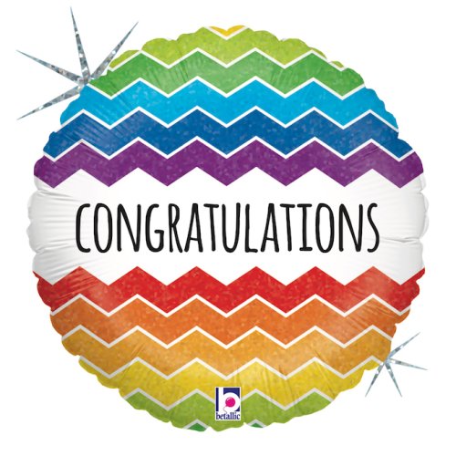 Helium INFLATED Chevron Congratulations Holographic Round