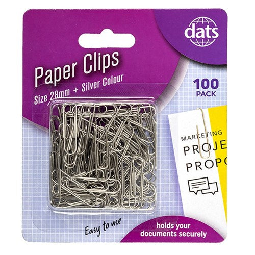 Clip Paper 28mm 100pk Silver