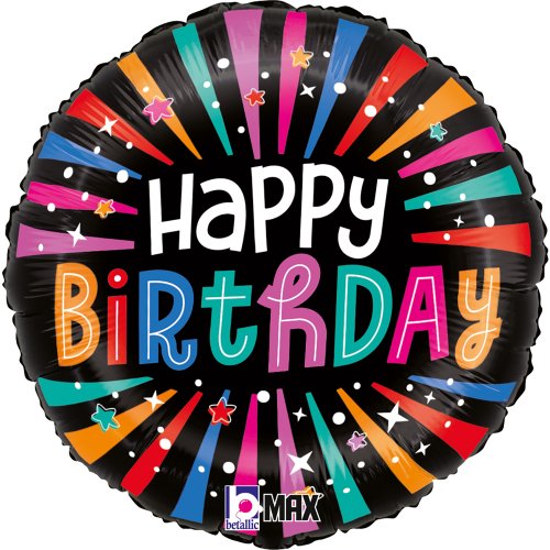 Helium INFLATED Colorful Birthday Sparkle Round