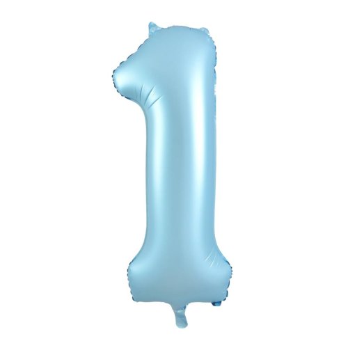 Helium INFLATED Matt Pastel Blue Number #1 Foil Balloon