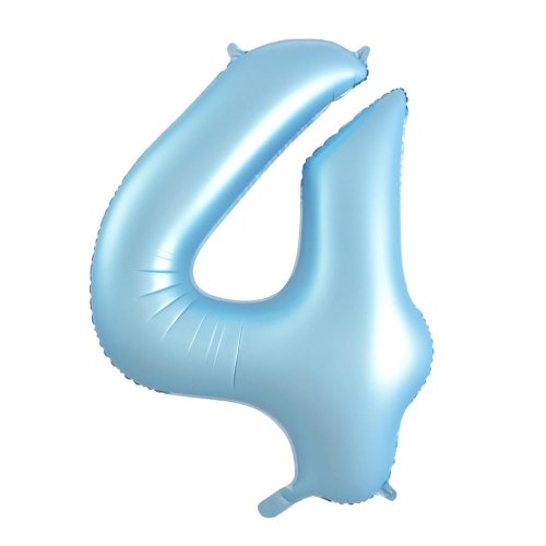 Helium INFLATED Matt Pastel Blue Number #4 Foil Balloon