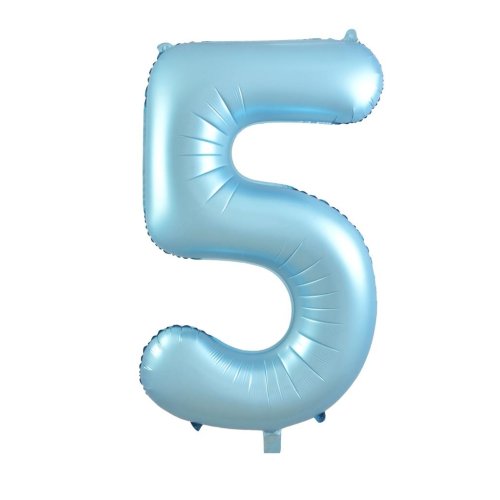 Helium INFLATED Matt Pastel Blue Number #5 Foil Balloon
