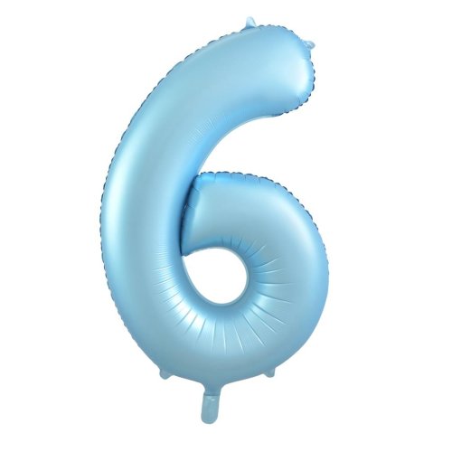 Helium INFLATED Matt Pastel Blue Number #6 Foil Balloon