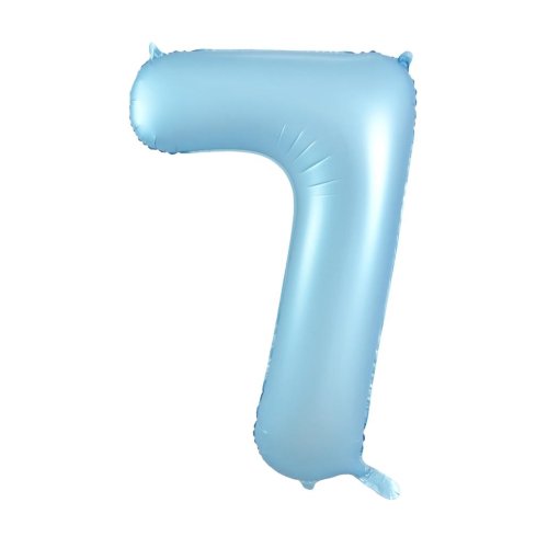 Helium INFLATED Matt Pastel Blue Number #7 Foil Balloon