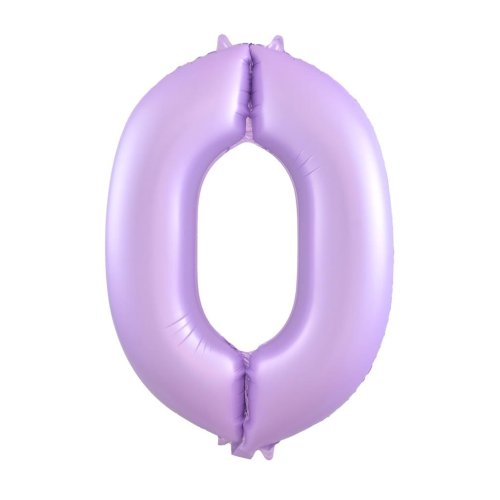 Helium INFLATED Matt Pastel Lilac Number #0 Foil Balloon