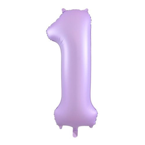 Helium INFLATED Matt Pastel Lilac Number #1 Foil Balloon