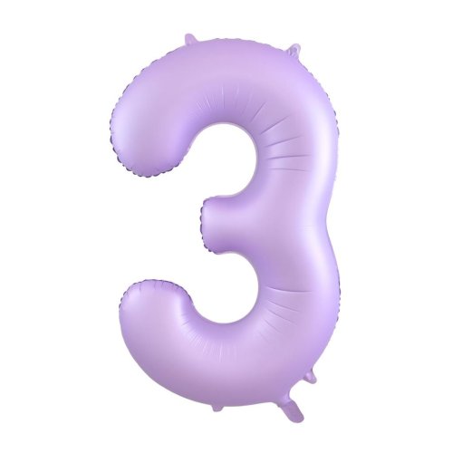 Helium INFLATED Matt Pastel Lilac Number #3 Foil Balloon