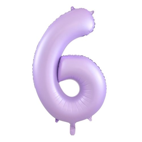 Helium INFLATED Matt Pastel Lilac Number #6 Foil Balloon