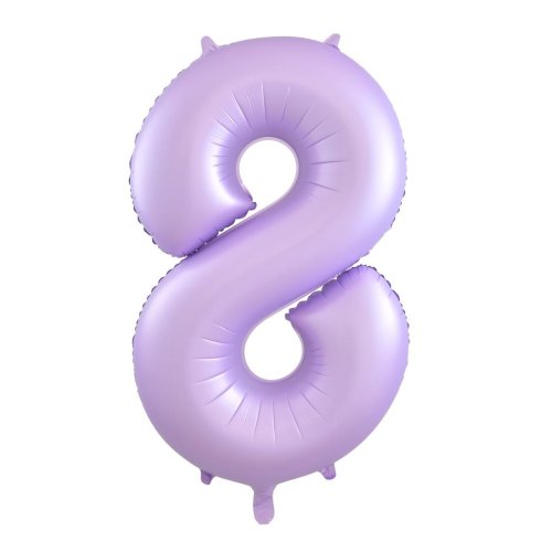 Helium INFLATED Matt Pastel Lilac Number #8 Foil Balloon