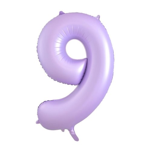 Helium INFLATED Matt Pastel Lilac Number #9 Foil Balloon