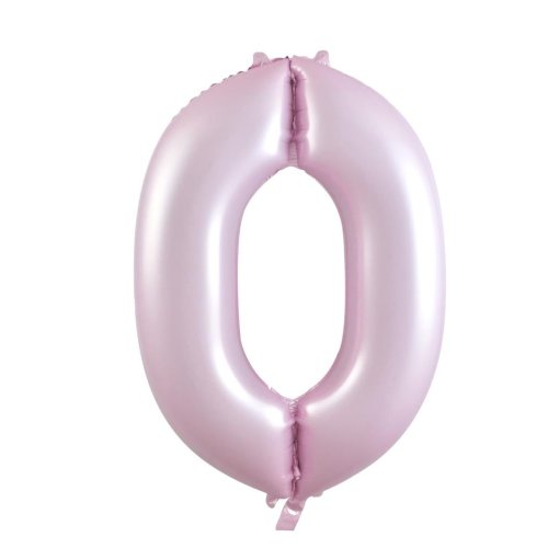 Helium INFLATED Matt Pastel Pink Number #0 Foil Balloon