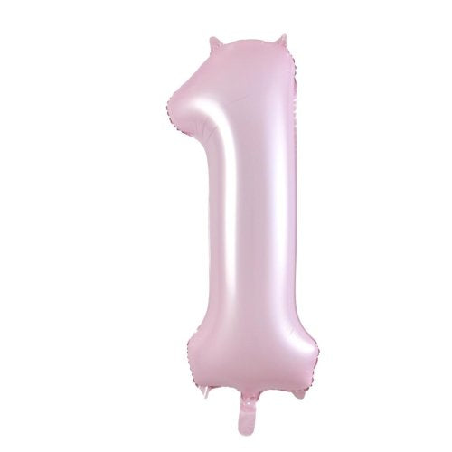 Helium INFLATED Matt Pastel Pink Number #1 Foil Balloon