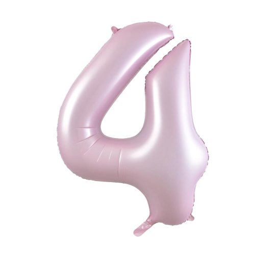 Helium INFLATED Matt Pastel Pink Number #4 Foil Balloon