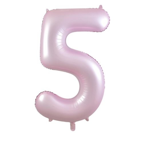 Helium INFLATED Matt Pastel Pink Number #5 Foil Balloon