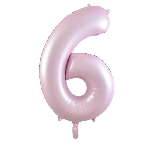 Helium INFLATED Matt Pastel Pink Number #6 Foil Balloon