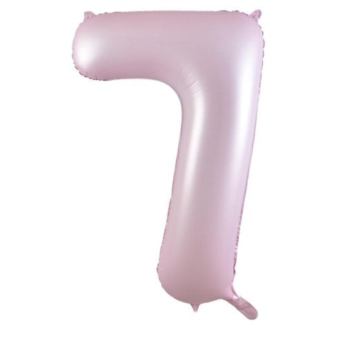 Helium INFLATED Matt Pastel Pink Number #7 Foil Balloon