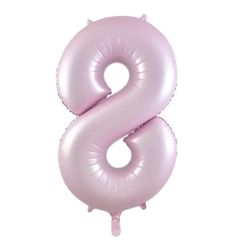 Helium INFLATED Matt Pastel Pink Number #8 Foil Balloon