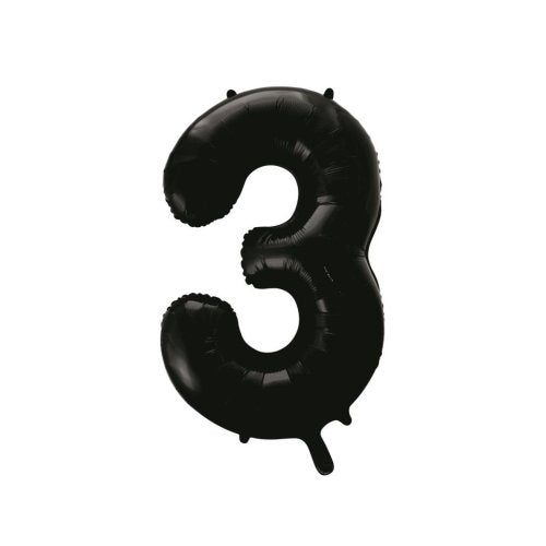 Helium INFLATED Black Number #3 Foil Balloon