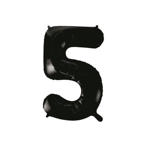 Helium INFLATED Black Number #5 Foil Balloon