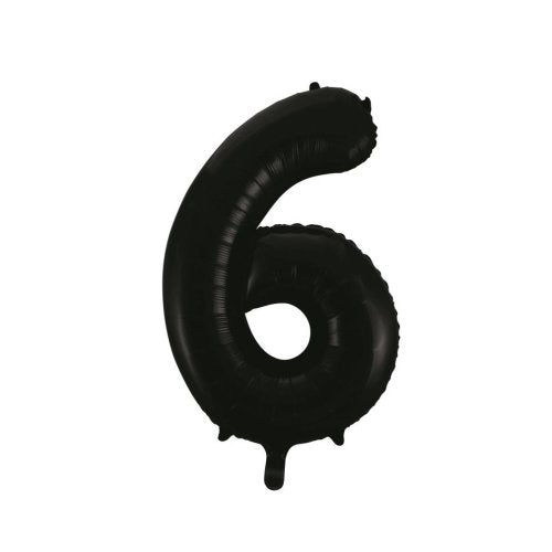 Helium INFLATED Black Number #6 Foil Balloon