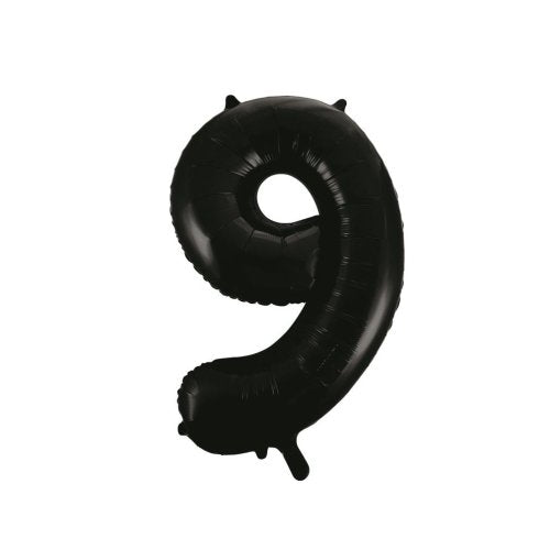 Helium INFLATED Black Number #9 Foil Balloon