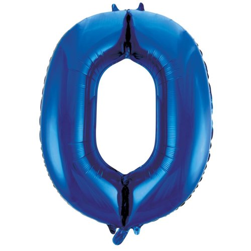 Helium INFLATED Blue Number #0 Foil Balloon