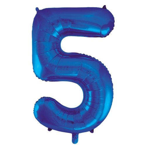 Helium INFLATED Blue Number #5 Foil Balloon