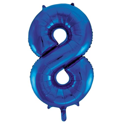 Helium INFLATED Blue Number #8 Foil Balloon