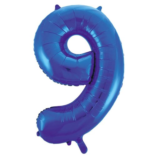 Helium INFLATED Blue Number #9 Foil Balloon