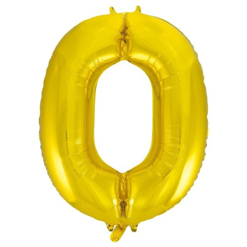 Helium INFLATED Gold Number #0 Foil Balloon