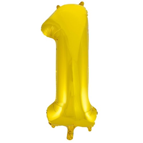 Helium INFLATED Gold Number #1 Foil Balloon