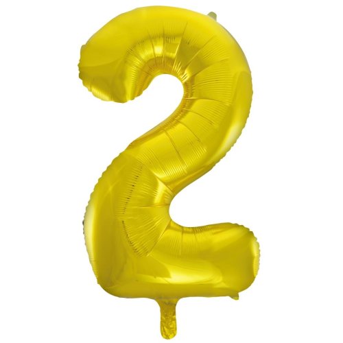 Helium INFLATED Gold Number #2 Foil Balloon