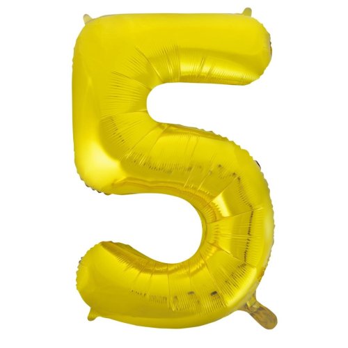Helium INFLATED Gold Number #5 Foil Balloon