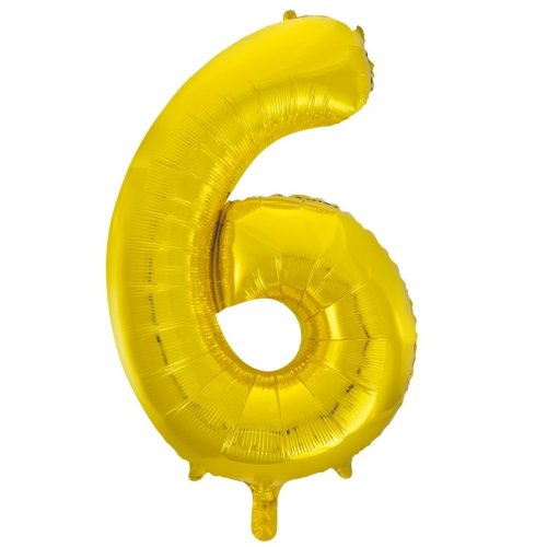 Helium INFLATED Gold Number #6 Foil Balloon