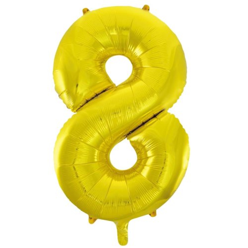Helium INFLATED Gold Number #8 Foil Balloon