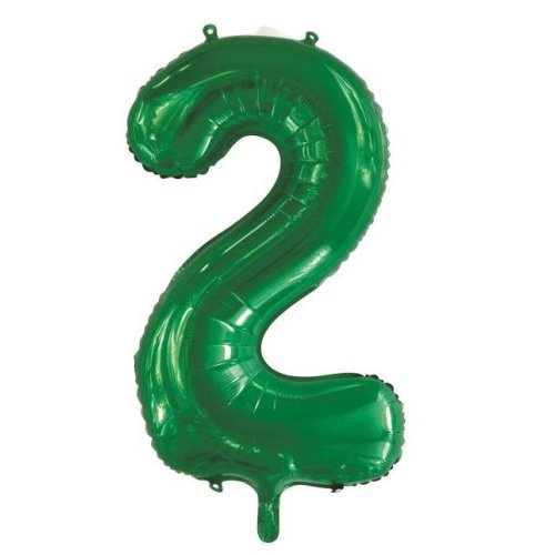 Helium INFLATED Green Number #2 Foil Balloon