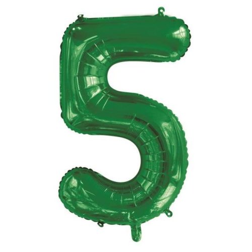 Helium INFLATED Green Number #5 Foil Balloon