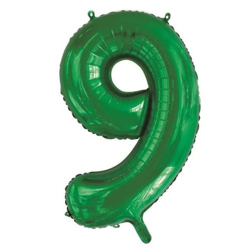 Helium INFLATED Green Number #9 Foil Balloon