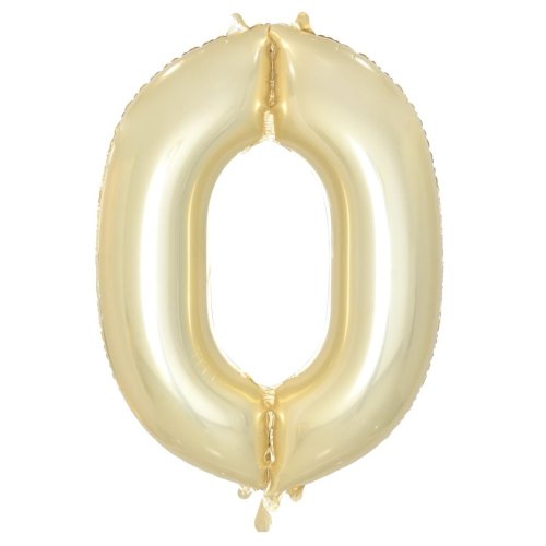 Helium INFLATED Luxe Gold Number #0 Foil Balloon